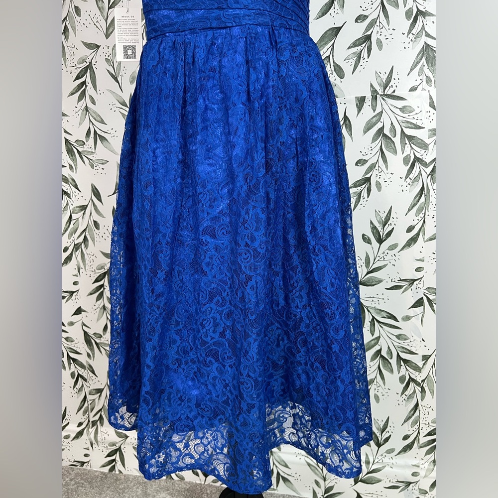 Beautiful Cocktail Lace Mother of The Bride Dress Vintage Style Blue Formal #B - Picture 8 of 14